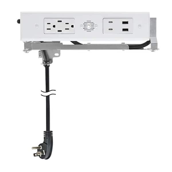 White 15 Amp Blade Duo In-Drawer Outlet with (4) 30W USB-C, (2) USB-A and (2) AC Ports