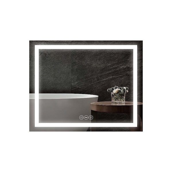 INSTER Luminous 32 in. W x 40 in. H Rectangular Frameless LED Lighted Wall Mounted Anti-Fog Bathroom Vanity Mirror