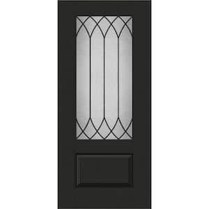 Regency 36 in. x 80 in. Universal Handing 3/4 Lite Spire Decorative Glass Onyx Stain Fiberglass Front Door Slab