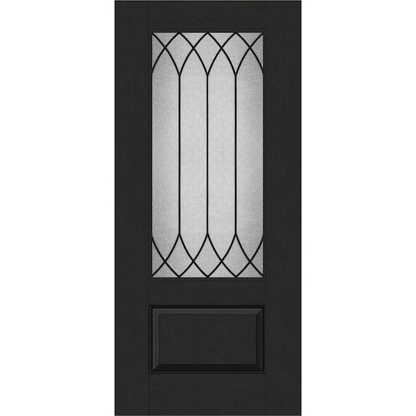 Steves & Sons Regency 36 in. x 80 in. Universal Handing 3/4 Lite Spire Decorative Glass Onyx Stain Fiberglass Front Door Slab