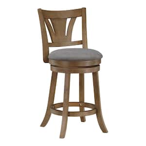Miller 26.75in. Dove Faux Leather Full Back Wood Counter Stool