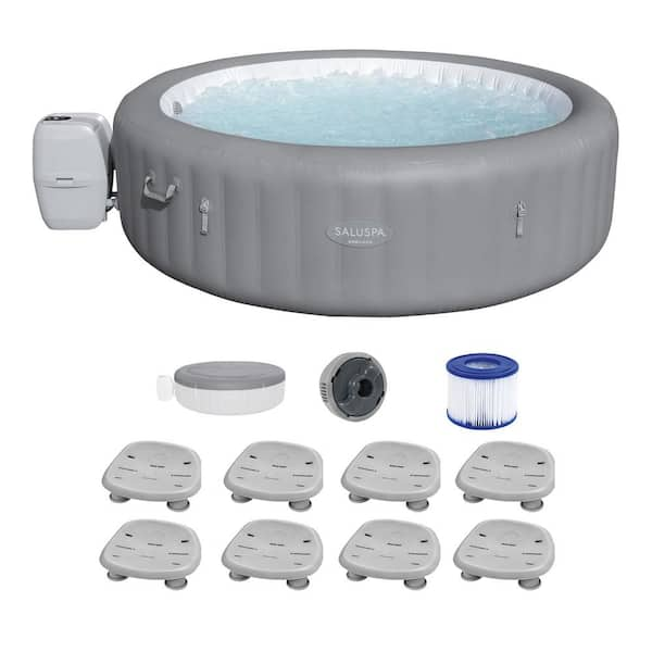 Bestway Grenada 8-Person 190-Jet Round Inflatable Hot Tub with Pool and ...