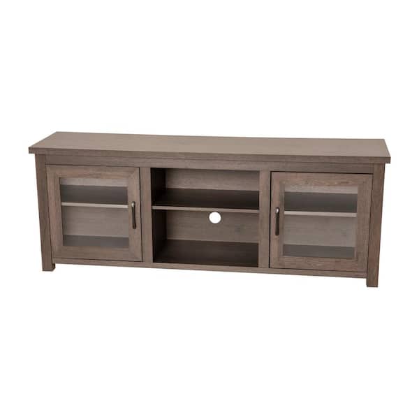 TAYLOR + LOGAN 65 in. Black Wash Entertainment Center Drawer Fits Up to 70 in.