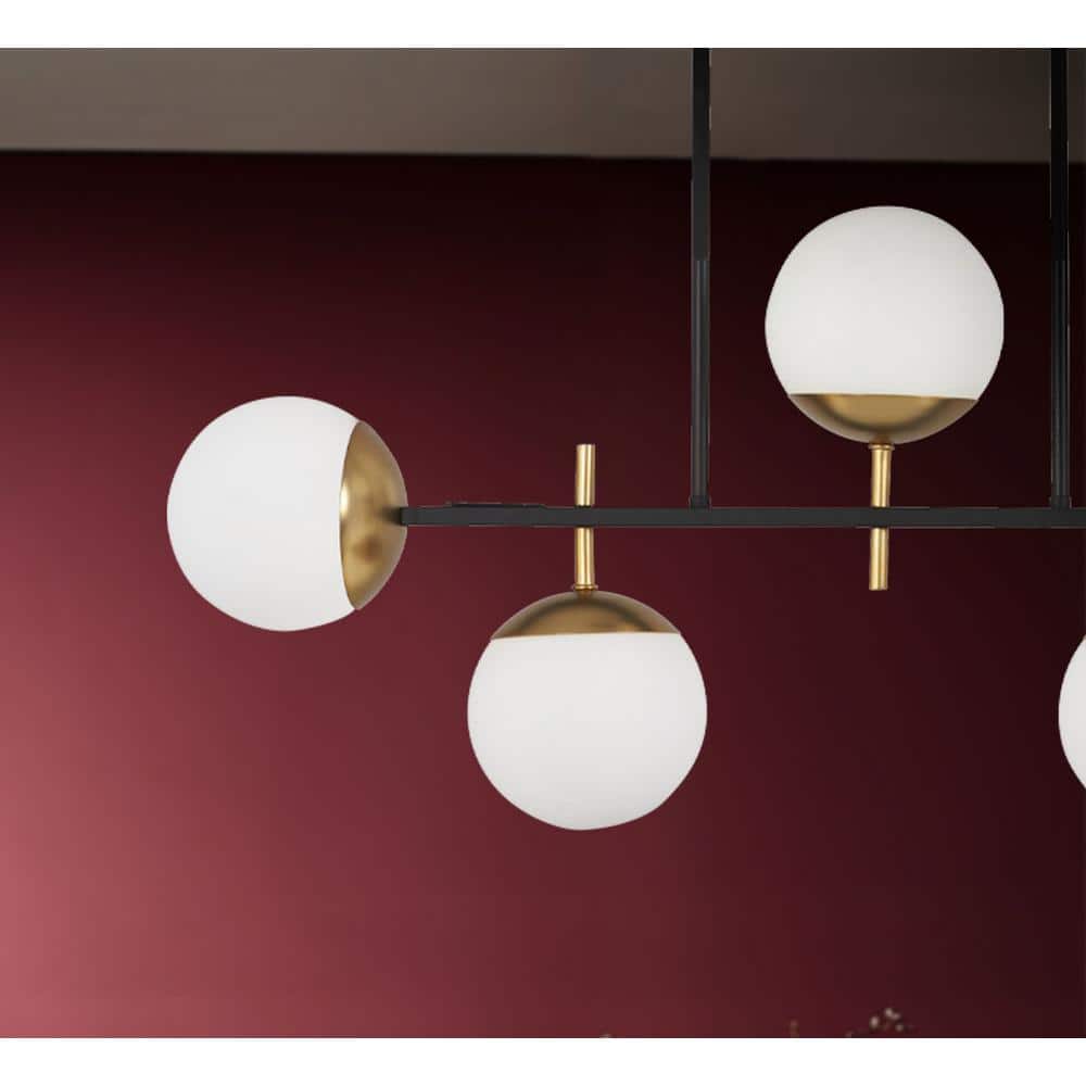 Alluria 36" Weathered Black and Autumn Gold Mid-Century Island Pendant
