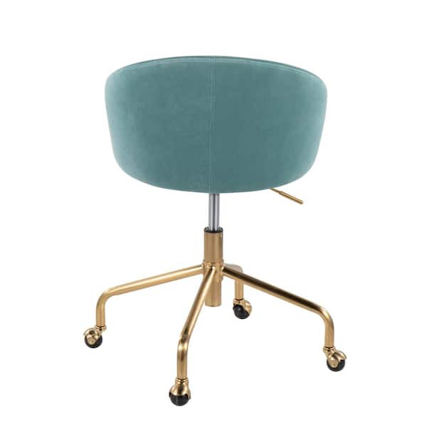 Designer Adjustable Swivel Office/desk Chair With GOLD Base in Velvet Grey/  Green/blue/pink 