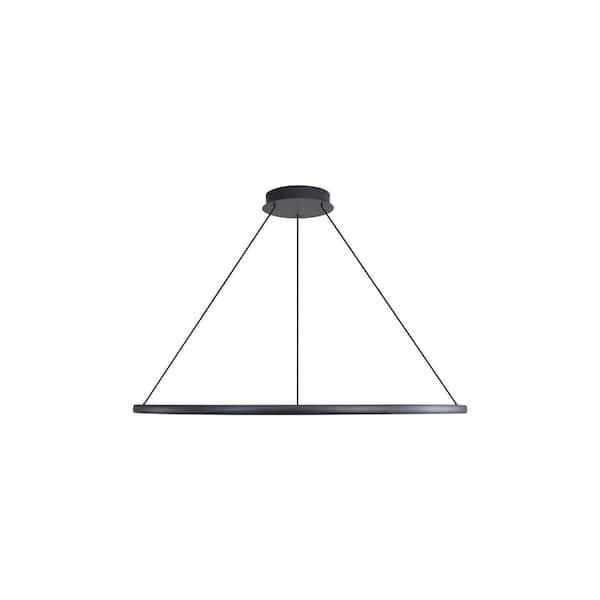Veritas 1-Light Dimmable Integrated LED Sand Black Chandelier for Bedroom, Foyer, Hall, Kitchen, Living, Dining