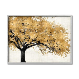 "Traditional Tree with Autumn Leaves over Neutral" by Kate Bennet Framed Nature Wall Art Print 16 in. x 20 in.