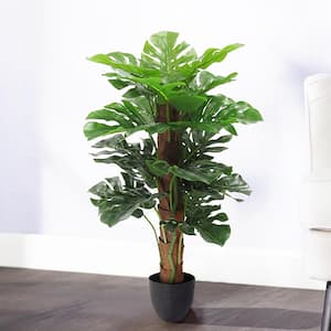 3 ft. Real Touch Artificial Monstera Split Leaf Philodendron Tree with Coco Bark in Pot