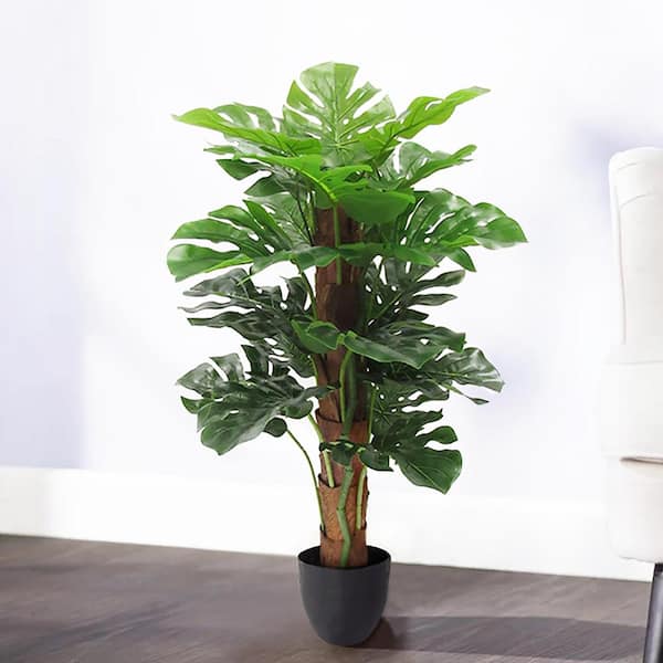 Unbranded 3 ft. Real Touch Artificial Monstera Split Leaf Philodendron Tree with Coco Bark in Pot