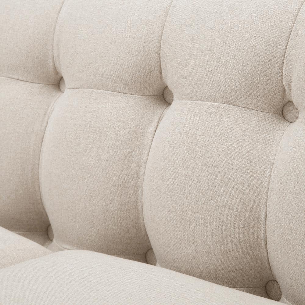 Jack 84" Sky Neutral Beige Velvet Tufted Tuxedo Sofa