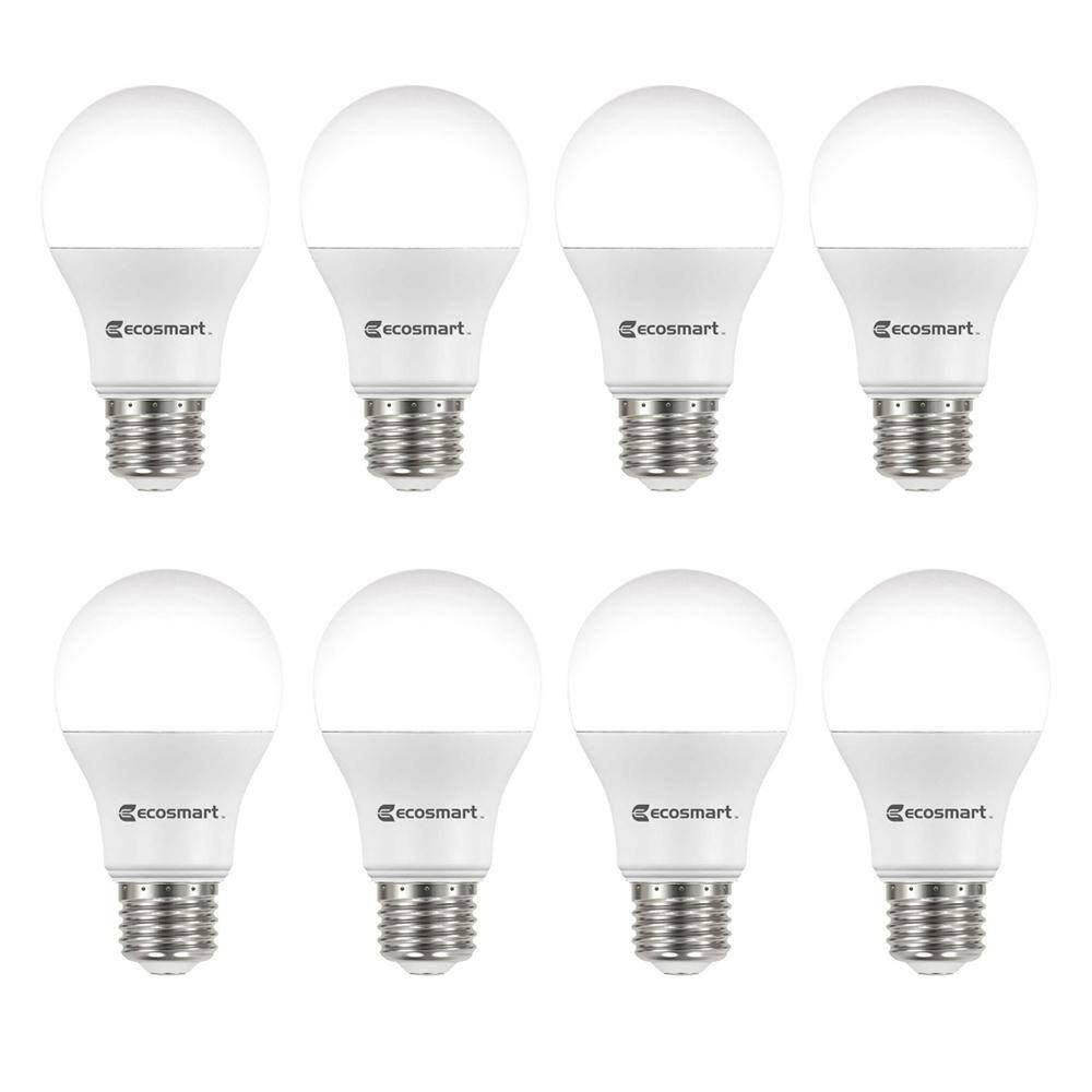 8-Pack EcoSmart 60-Watt Equivalent A19 LED Light Bulb Daylight 