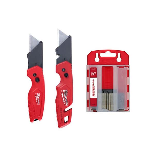Milwaukee FASTBACK Folding Utility Knife Set (2-Piece) with Utility Blade (50-Pack)
