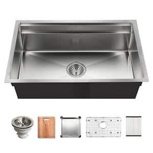 Houzer Novus Undermount Sliding Dual Deck Stainless Steel 32" Single Bowl Kitchen Sink, Includes Accessories, NVS-5200