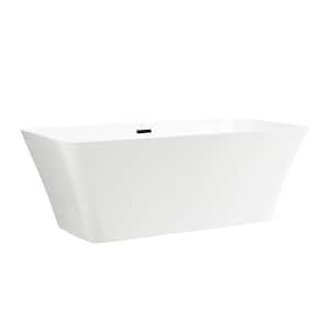 Nantes 67 in. x 30 in. Acrylic Freestanding Soaking Bathtub with Center Drain in White/Matte Black