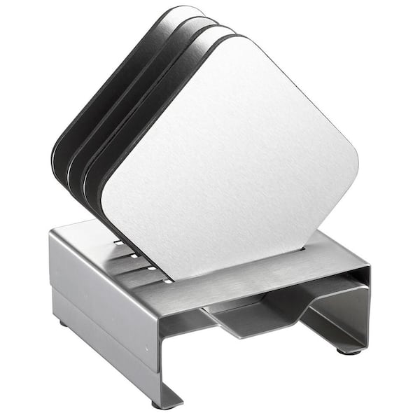 Visol Pascal Stainless Steel Square Coaster Set with Holder