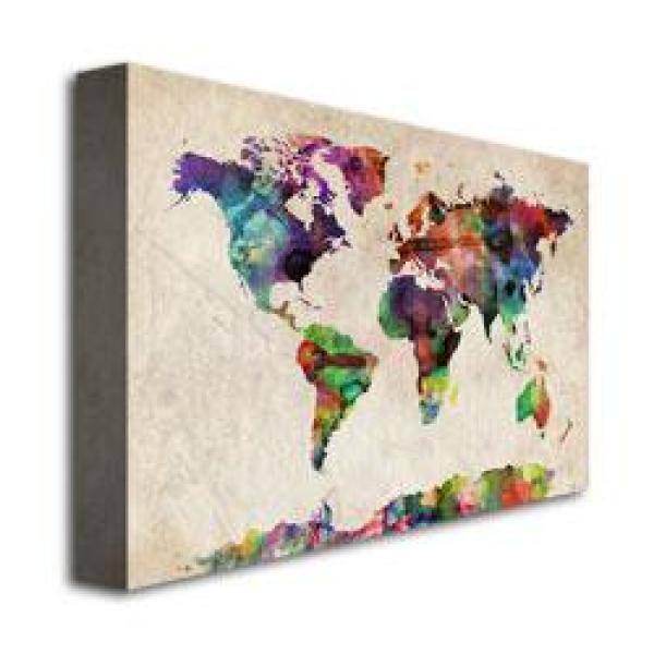 Trademark Fine Art 30 in. x 47 in. Urban Watercolor World Map