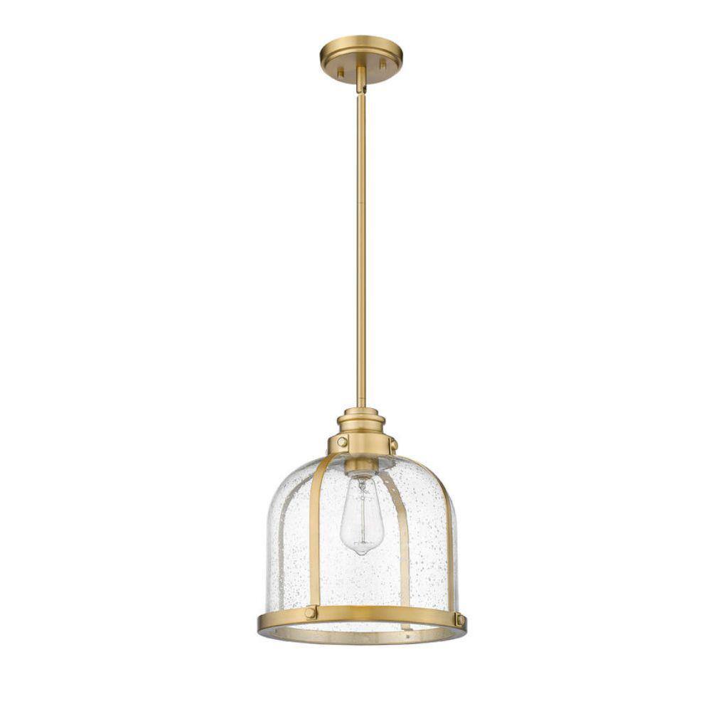 Heritage Brass Glass LED Indoor/Outdoor Pendant Light