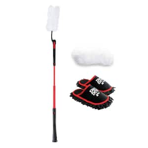 3 ft.Telescopic Extended Reach Duster, 10-Pack Duster Replacement Heads, and Cleaning Slippers Bundle for Multi-Surfaces