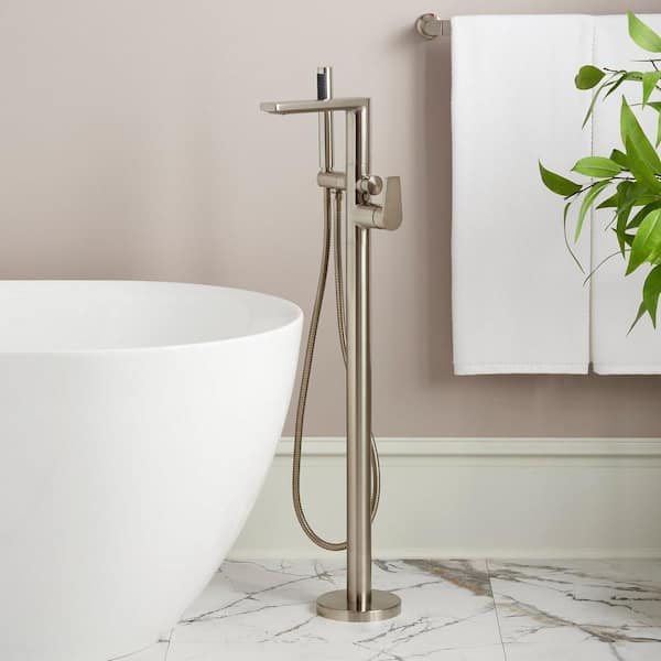 SIGNATURE HARDWARE Berwyn Single-Handle Floor Mounted Roman Tub Faucet in. Brushed Nickel