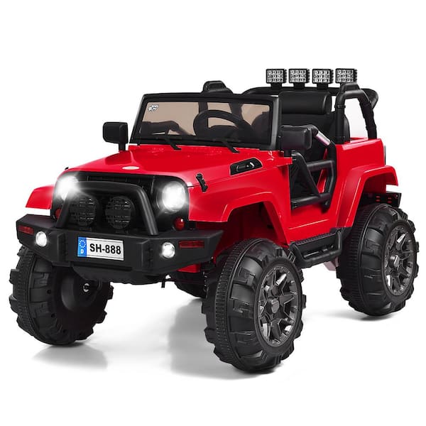 12-Volt Red Kids Ride On Truck Car with Remote Control MP3 Music LED Lights