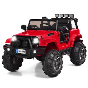 12-Volt Red Kids Ride On Truck Car with Remote Control MP3 Music LED Lights