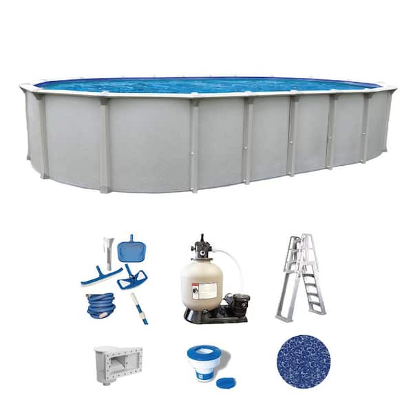 Huntington 15 ft. x 26 ft. Oval 54 in. Deep Above Ground Hard Sided Standard Pool Package
