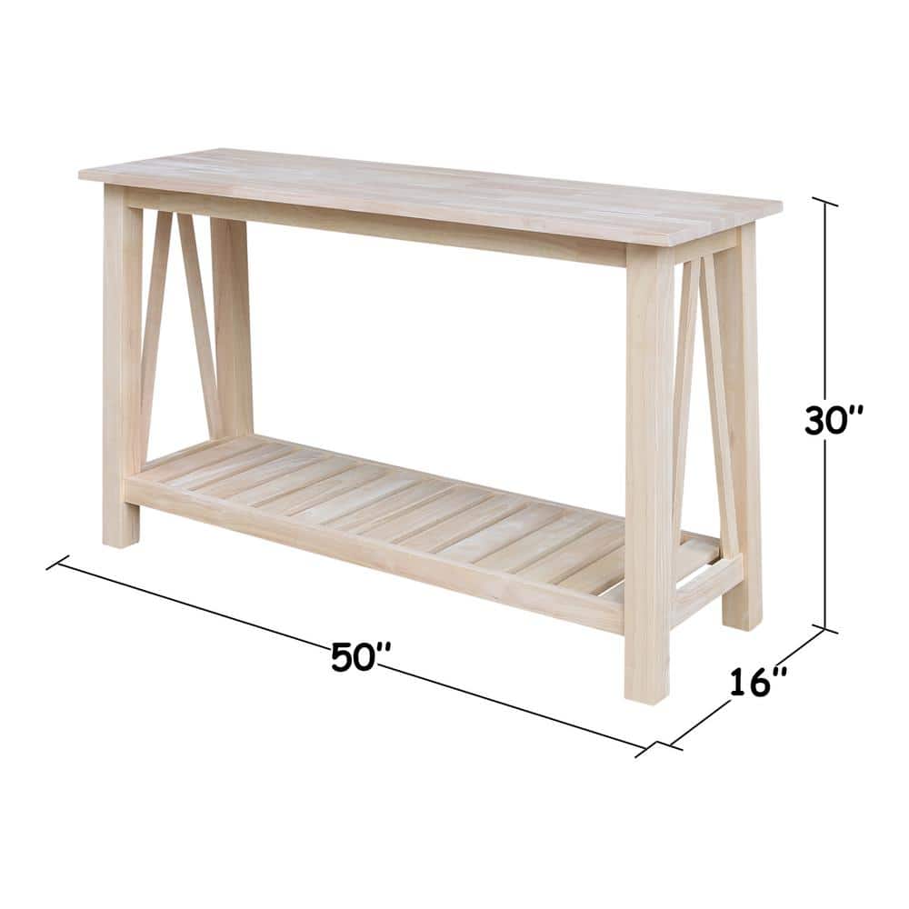 Eco-Friendly Parawood Surrey Console Table with Storage - Unfinished