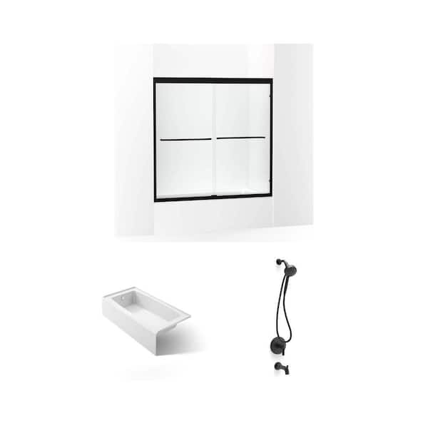 57-60 in. Sliding Tub Door, 60 in. x 30.25 in. Bathtub, and Torrington Tub/Shower Faucet Combo