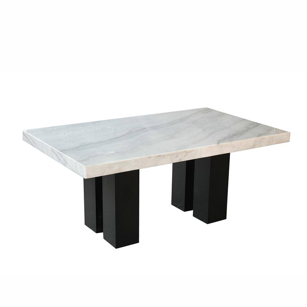 Camila White Marble and Espresso Wood Dining Table