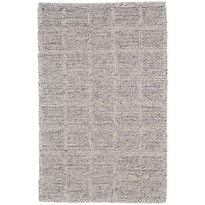 8 X 11 Gray and Ivory Plaid Area Rug