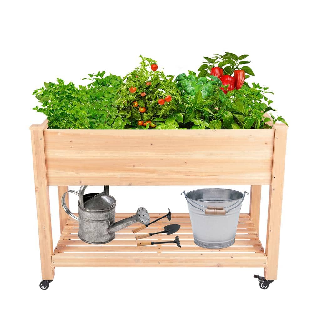 MUMTOP 46 In. X 22.4 In. X 33.8 In. Wood Raised Garden Bed With ...