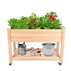 Outsunny Natural Wooden Raised Garden Bed With Trellis Board 845-389 