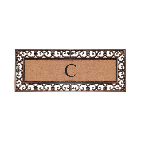 A1 Home Collections A1HC Paisley Black 30 in. x 60 Rubber and Coir  Monogrammed E Durable Outdoor Entrance Door Mat A1HC200113-E - The Home  Depot