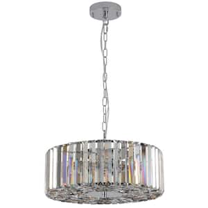 16.5 in. Modern 4-Light Transparent Crystal Round Chandelier for Living Room with no bulbs included