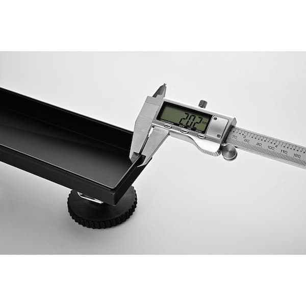 24 in. Stainless Steel Shower Drain with Square Pattern Drain Cover, Hair Strainer and Leveling Feet in Matte Black