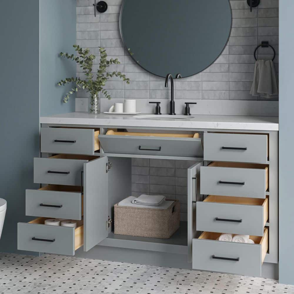 Hepburn 60" Gray Freestanding Single Basin Vanity Set