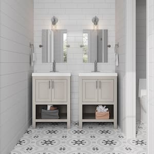 Spa 24.5 in. W x 18.75 in. D x 35.5 in. H Single Sink Bath Vanity in Dove Gray with White Cultured Marble Top
