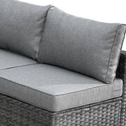 Messi Gray 8-Piece Wicker Outdoor Patio Conversation Sectional Sofa Set with a Metal Fire Pit and Dark Gray Cushions