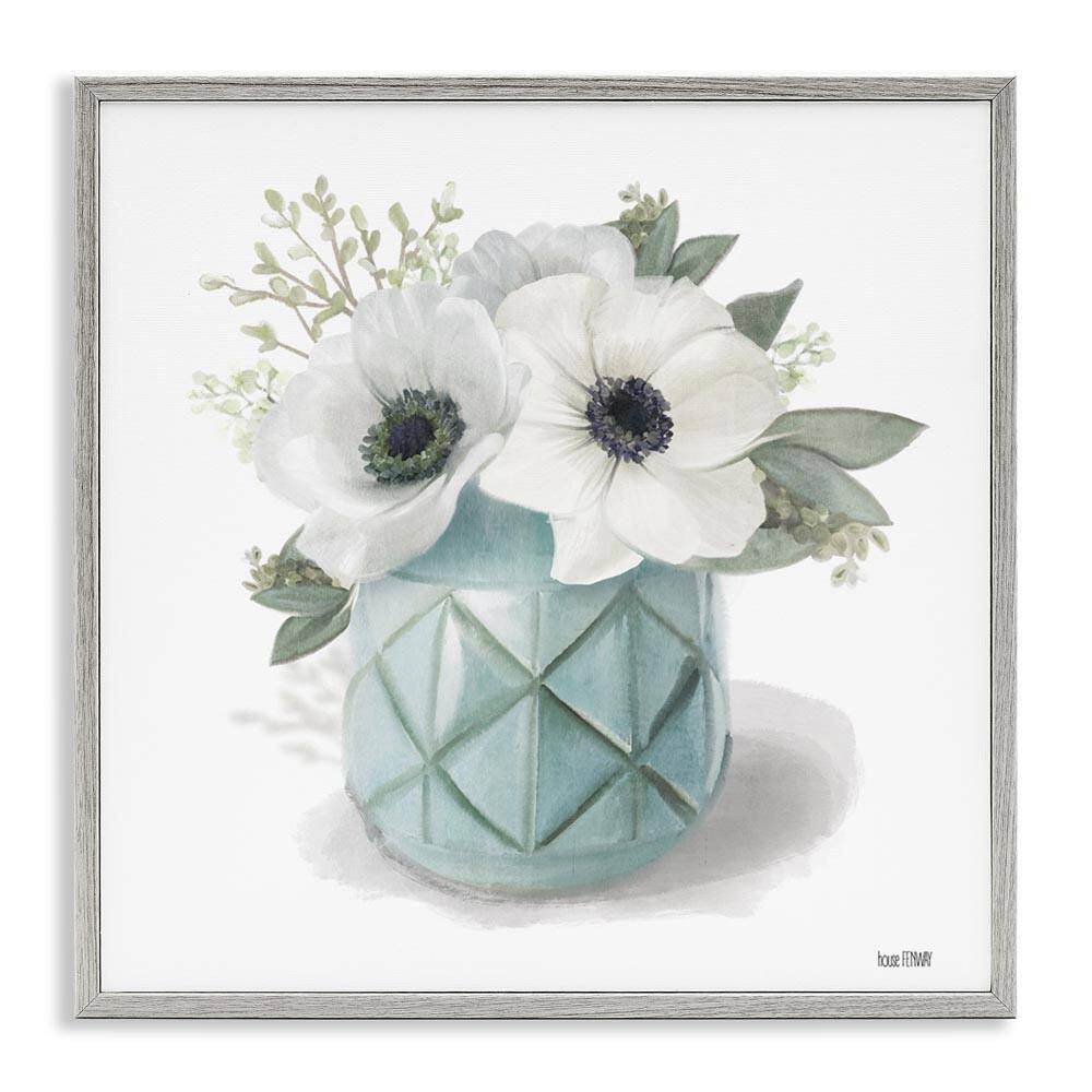 White Flowers in Turquoise Vase by House Fenway Gray Framed Giclee Art Print Nature 17 in. x 17 in. price history on PriceWatchPro