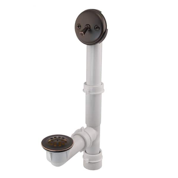 Everbilt Trip Lever 1-1/2 in. White Poly Pipe Bath Waste and Overflow Tub Drain in Oil Rubbed Bronze