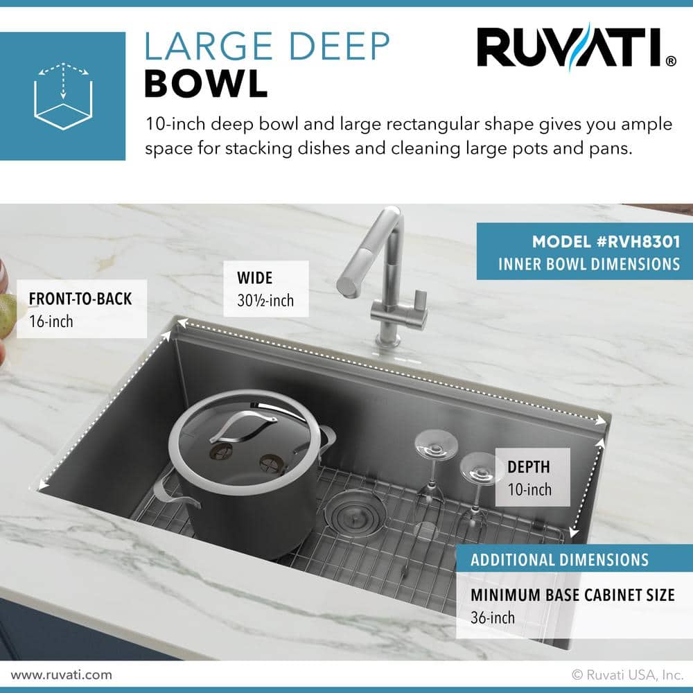 32-Inch Stainless Steel Workstation Ledge Undermount Kitchen Sink