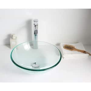 Etude Series Round Glass Vessel Sink in Lustrous Clear