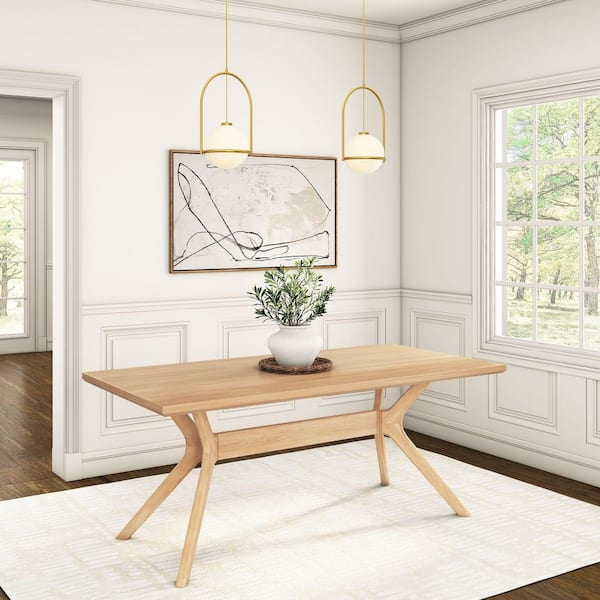 BYO TABLE D LEG 120×60 OAK PLANK+BEAM Verso Scandinavian Blonde Wood 60 in. Cross Leg Dining
