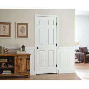 30 in. x 80 in. 6-Panel Right-Handed Hollow-Core Textured Primed White Composite Single Prehung Interior Door