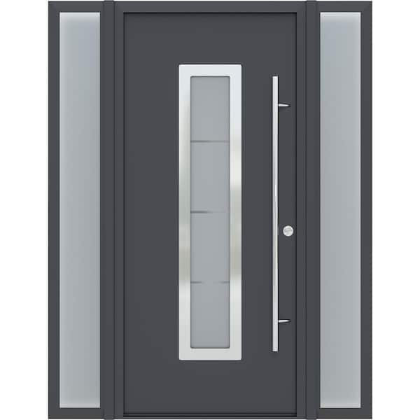 Belldinni ARGOS 61 in. W. x 82 in. Left-Hand Inswing Left/Right Frosted Anthracite White Steel Prehend Front Door Hardware Kit