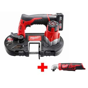 M12 12V Lithium-Ion Cordless Sub-Compact Band Saw Kit with (1) 3.0 Ah Battery, Charger and M12 Right Angle Impact Driver