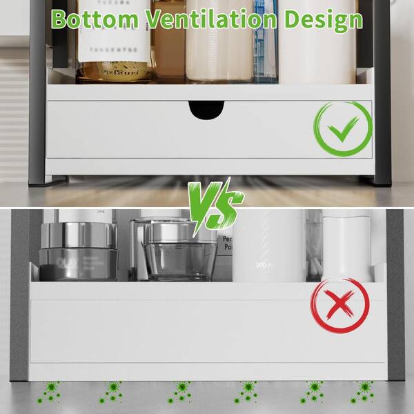 Numhew 2-Tier Wooden Bathroom Counter Organizer with Drawer and