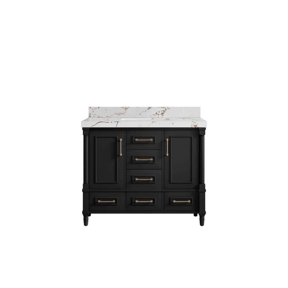Hudson 42 in. W x 22 in. D x 36 in. H Single Sink Bath Vanity in Black with 2 in. Viola Brown qt. Top price history on PriceWatchPro