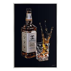 Splashing Liqueur Glam Whiskey Bottle Design By Ziwei Li Unframed Food Art Print 15 in. x 10 in.