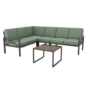 Blakely 5-Piece Aluminum Outdoor Sectional with Sunbrella Sage Cushions